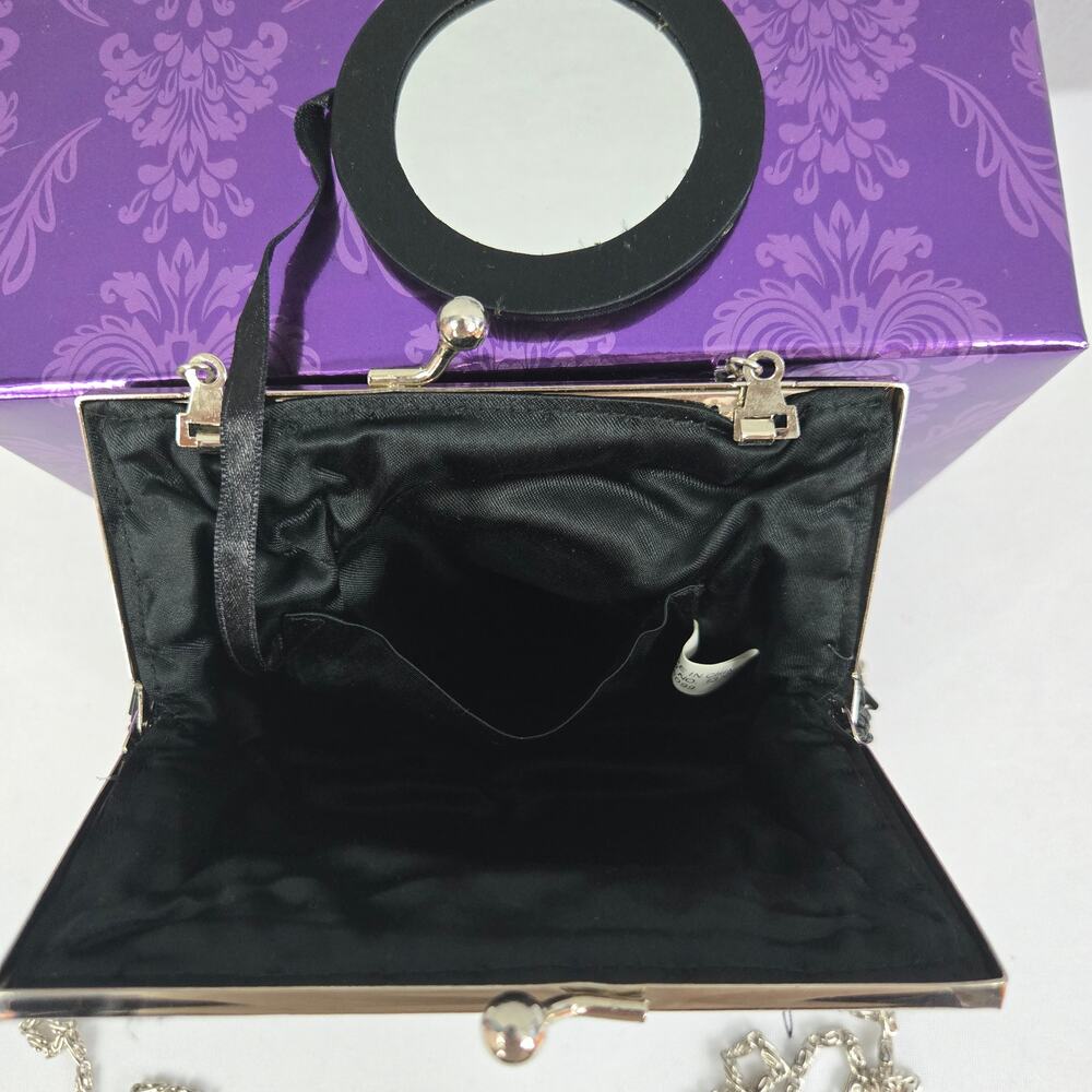 Antique Art Deco Black Beaded Clamshell Clutch Purse Snap Closure Chain Strap - Picture 10 of 14